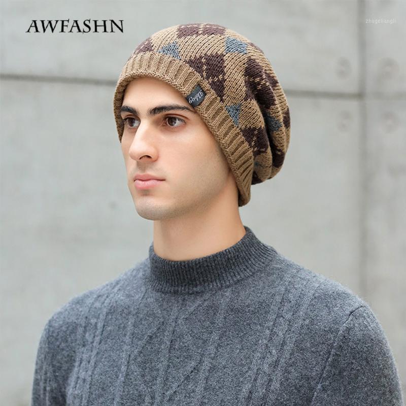 

Men's Winter Knit Hat 2020 Fashion Letter Label Plus Velvet Beanie Scarf Soft Thicken Hedging Cap Outdoor Warm Skullies Bonnet1
