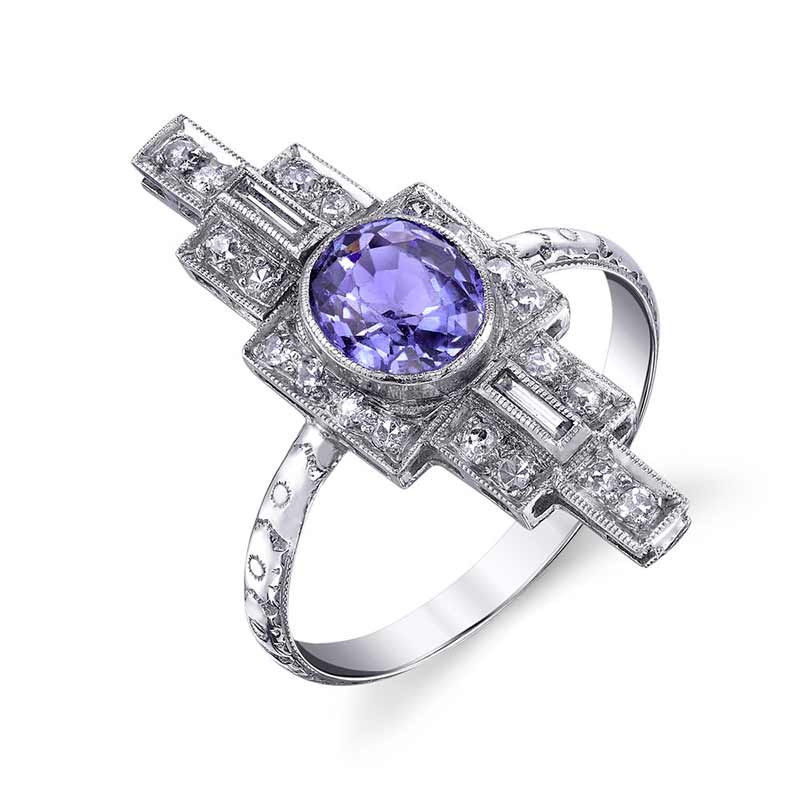 

Februaryfrost Brand Neo-Gothic Baroque Stylish Wholesale Special Shaped Design With Bright Purple Cubic Zircon Stone Women Party Rings