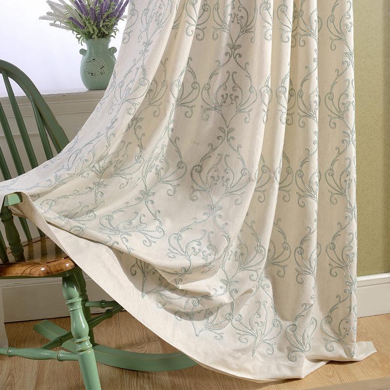 

Modern Simple Curtains for Living Dining Room Bedroom European Curtains Cotton Linen Embroidered Finished product customization, Tulle