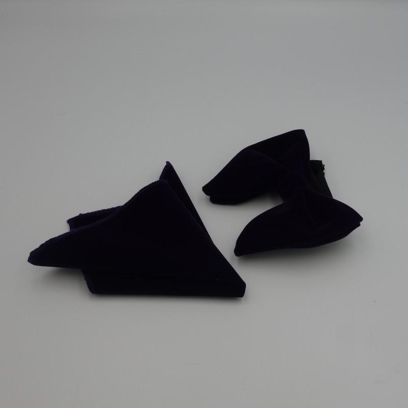 

Ikepeibao Fashion Velvet Men's Dark Purple Solid Bowtie Sets with hankie Unique Tuxedo Bow Tie Hanky Necktie Accessories