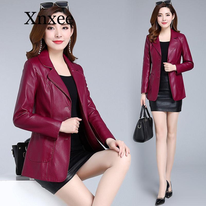 

Elegant Female Leather Coat Large Size 2020 Long Wild Women's Clothing Leisure Women's Leather Jacket Short Slim Women Coats, Black
