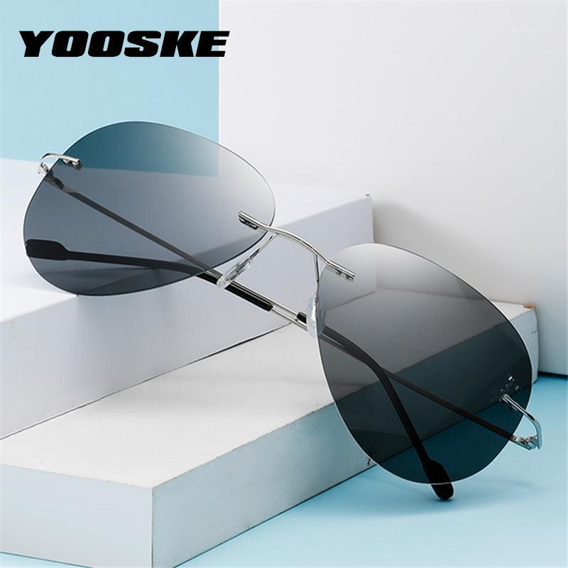 

YOOSKE Stainless Steel Polarized Sunglasses Men Ultralight TAC Lens Driving Sun Glasses Male Rimless Shades Sunglass UV4001