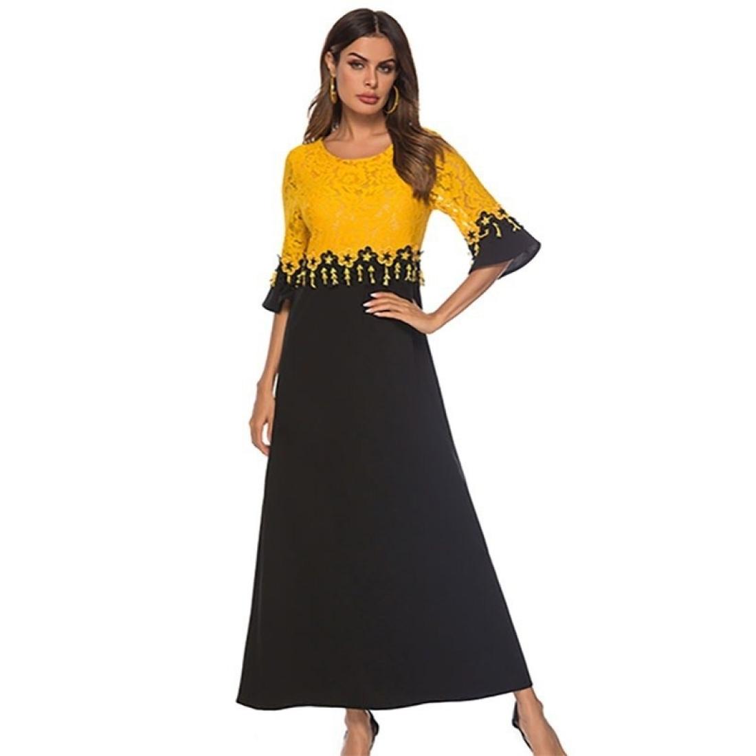 

Lace Panel Flare Sleeve Dress