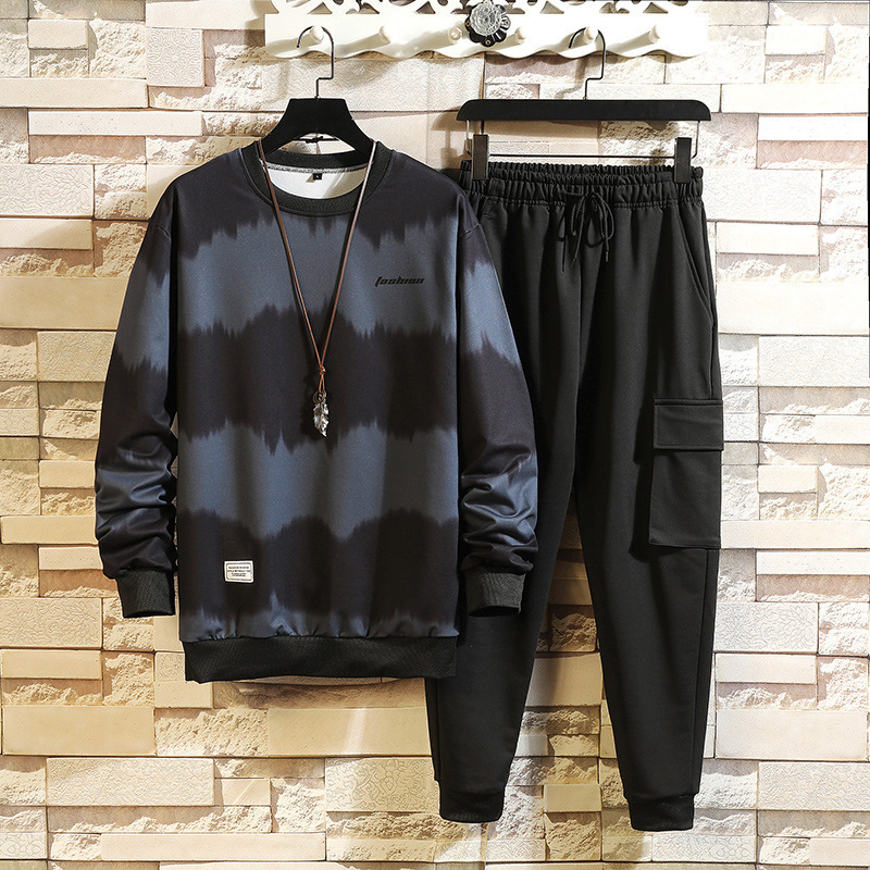 

Mens Tracksuit 2 Piece Set Male Sportswear Autumn long Sleeve Tracksuit Men Sweat Suits Pants Jogging Suit Men Sets Print 201130, Blue