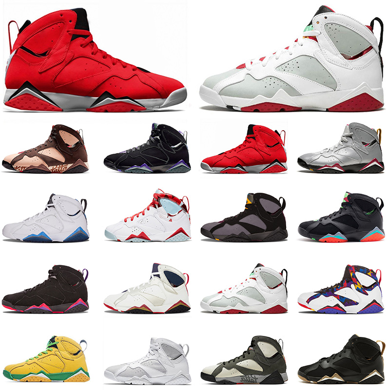 

Top Quality Mens Badketball shoes jumpman 7 7s VII Patta X Bordeaux Hare Ray Allen Raptro Charcoal designers trainers Sneakers size 13, A11 hare