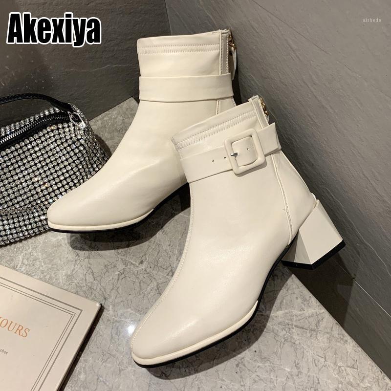 

2020 Women Ankle Boots Women's Short Boots Female Buckle Low Heels Woman Solid Casual Shoes Ladies Slip On Comfortable Footwear1, Beige