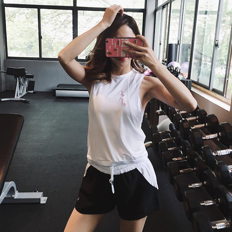 

Women Fitness Yoga Shirt Sport Tank Top Seamless Blouse Stretch Vest Gym Yoga Mesh T-Shirt Loose Female Running Top1, Black