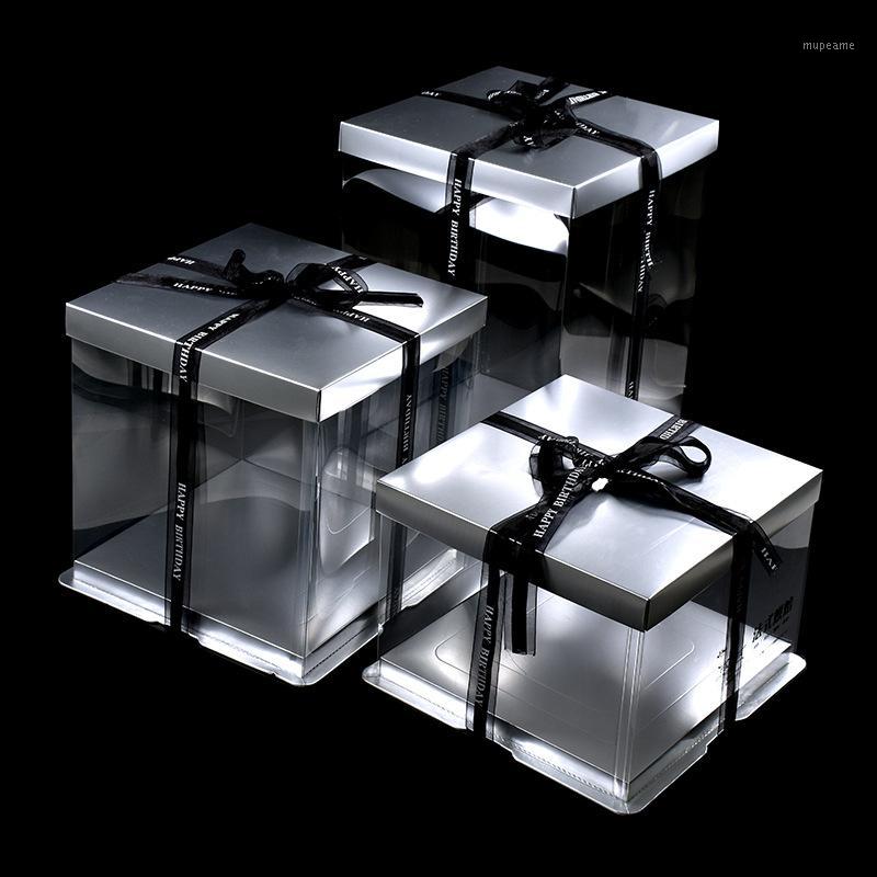 

2020 New Arrival Baking Packaging Boxes Clear Gold Silver Cake Chocolate Candy Cases Transparent Box/Case Wedding Party Favors1
