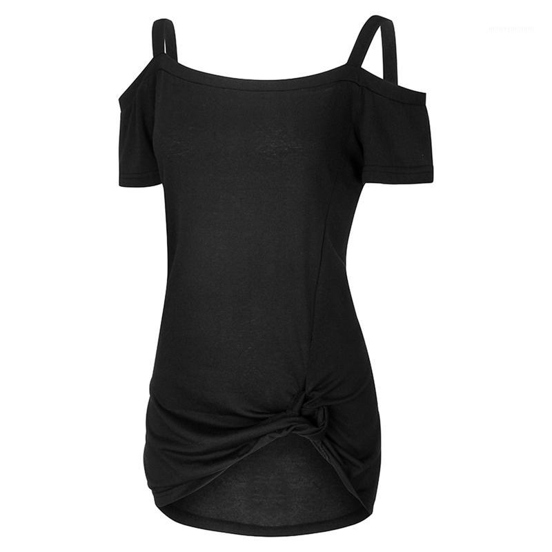 

Women Tee All-match Solid Color Short-sleeved Breathable Sexy Off-the-shoulder Tops New Arrival European And American1, Black