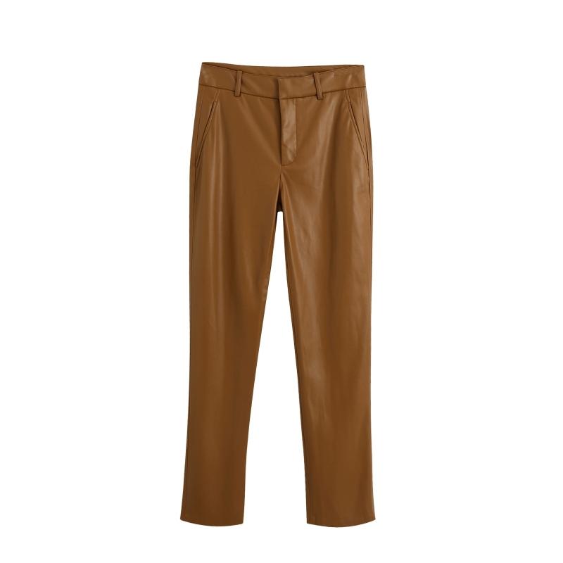 

Fashion Women PU Leather Pencil Pants 2020 New Casual Lady Loose Trousers P1855, As pic