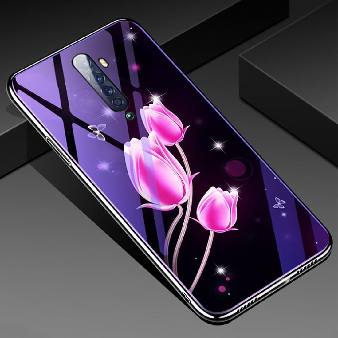 

For OPPO Reno 2 Electroplated Edge Blue Light Glass Protective Case