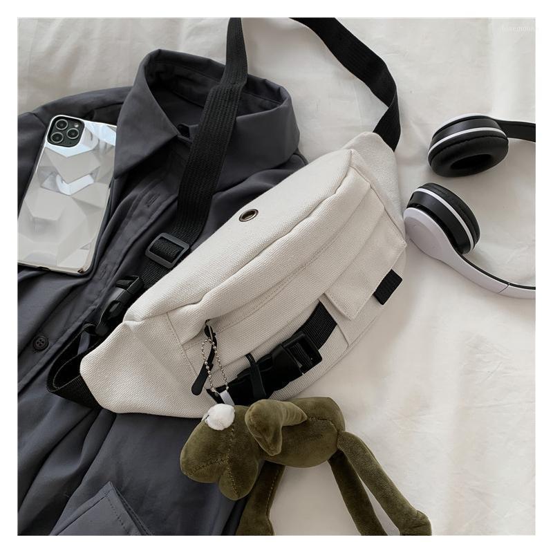 

Waistbag women trendy ins super fire small bag 2021 new Harajuku style crossbody canvas Casual running sports chest bag1, Black