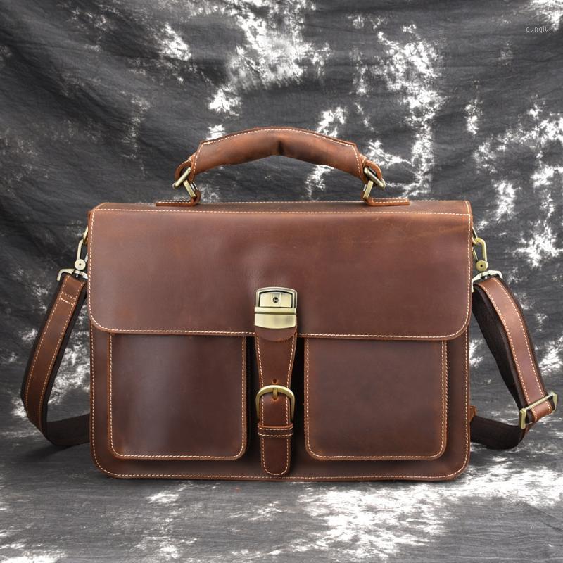 

Vintage Business Bag Men Cow Leather Large Briefcase Bag Shoulder Waterproof Messenger Bags Male Shoulder1, Color2