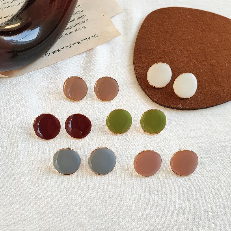

Stud LOVOACC Candy Color Enamel Small Earrings For Women Metal Alloy Round Irregular Geometric Statement Jewelry 2021