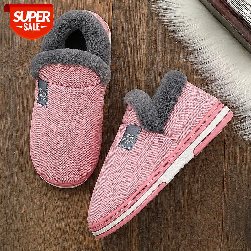 

2020 New Women's House Slippers Velvet Non Slip Family Indoor Slippers Winter Plush Platform Soft Warm Ladies Home Shoes #Qf4f, Beige