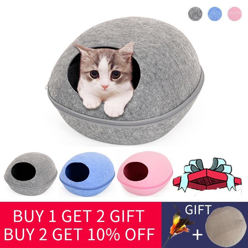 

Cat Bed Pet Cave Sleeping Bag Zipper Egg Shape cat kennel Felt Cloth basket Kitten Beds Nest Cats House for pet products M/L1