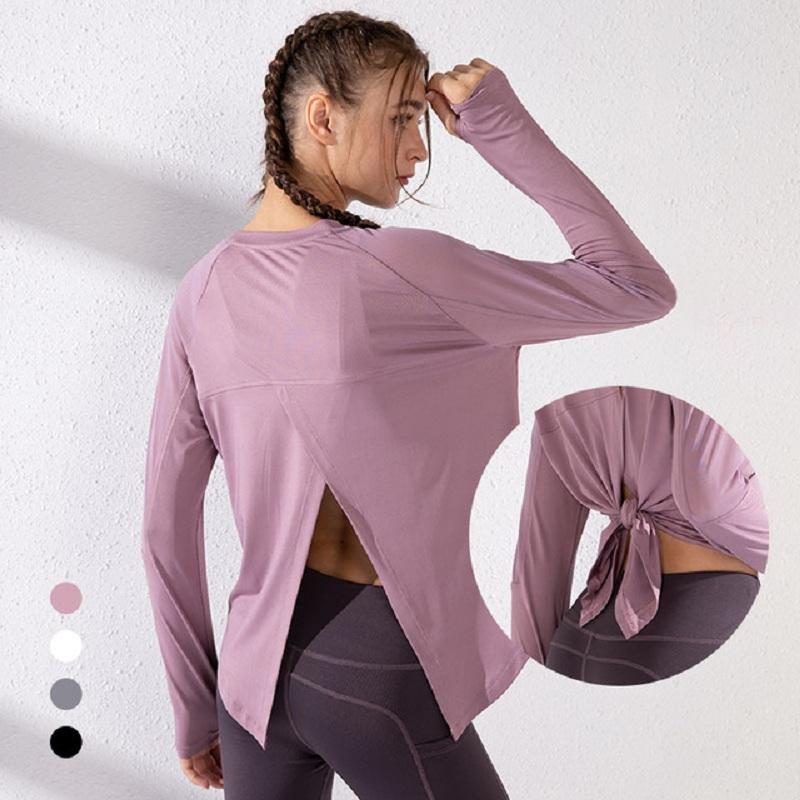 

Spring Long Sleeve Yoga Shirts Sport Top Fitness Yoga Top Gym Sports Wear for Women Gym Female Mujer Running T Shirt X306, Black 01