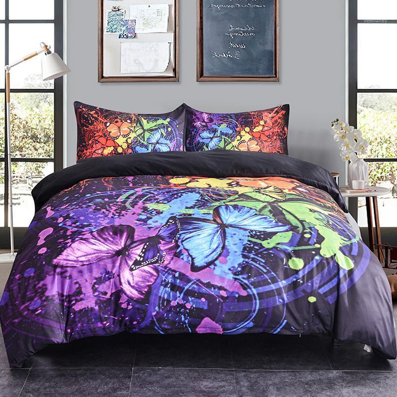 

3d Animal Flying Butterflies Prined Duvet Cover Set Colorful Butterfly Bedding Set Queen King Size Soft Bed Cover For Home1, Jx-339