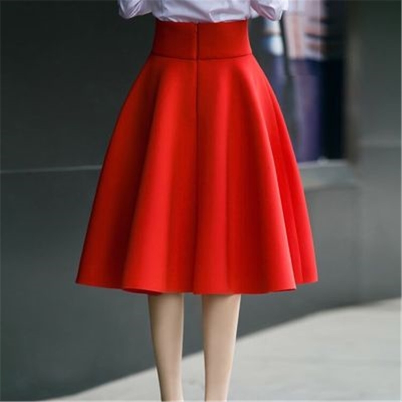 Black Knee Length Flared Skirt 