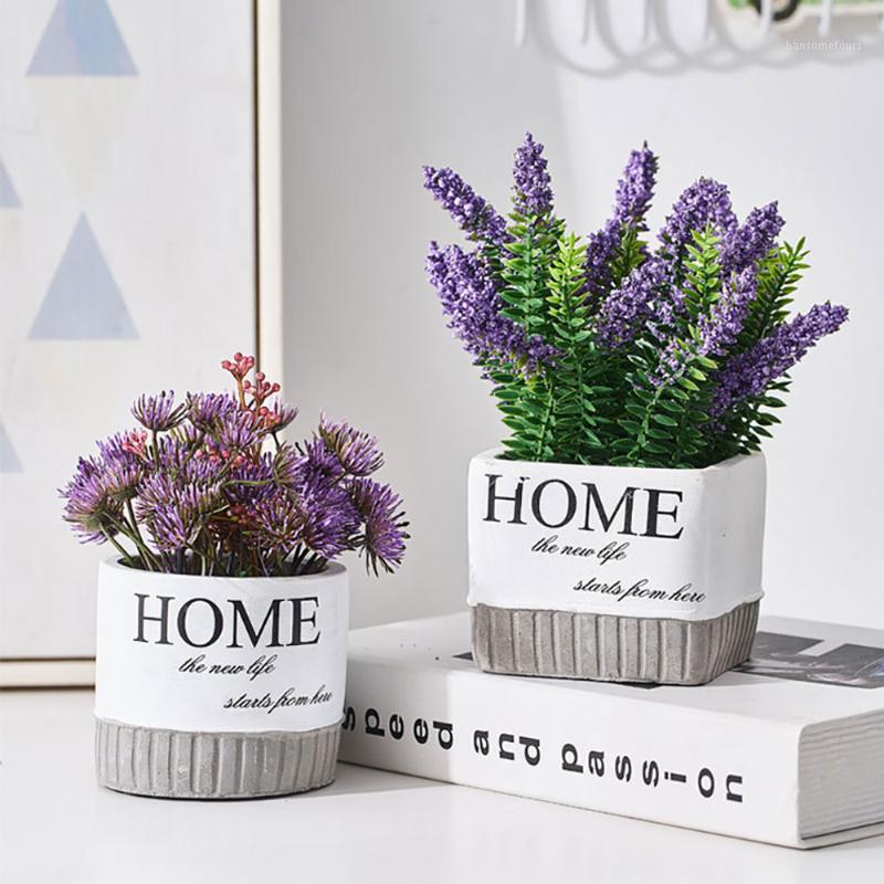 

SIMULATION PLASTIC FAKE FLOWER MINI BONSAI POTTED ARTIFICIAL LAVENDER PLANTS POT PLACED HOME TABLE DECORATION OFFICE DESKTOP1, Fake flower suit