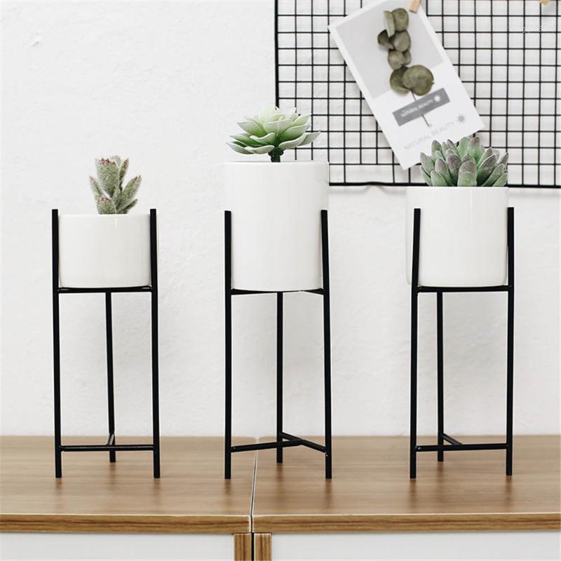 

Ins Vogue Pot Flower Vase Minimalist Ceramic Water Pot Green Planter Set Metal Candle Holder Iron Frame Shelf1