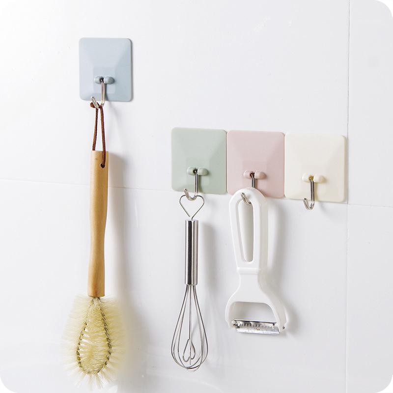 

New 1Pc Home Decoration New Bathroom Robe Hook Traceless Square Kitchen Hooks Metal Bath Robe Hook #2383211