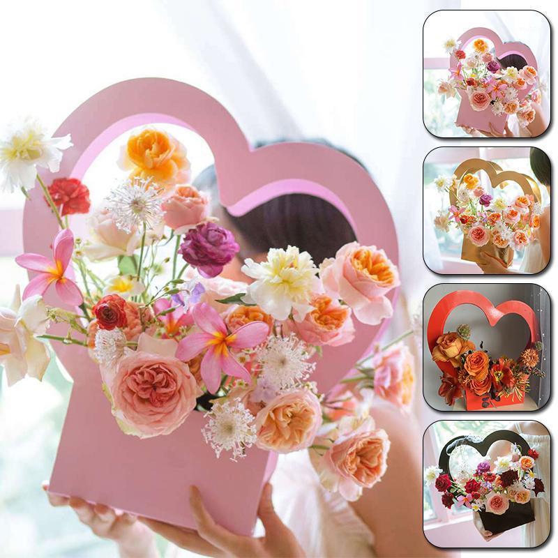 

Heart Portable Flower Box Rose Wrapping Gift Bag Bouquet Paper Basket Florist Packaging Supplies Wedding Gift Valentine'S Day1