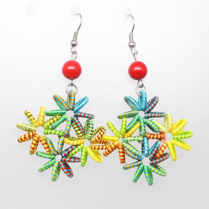 

Beauty Mix Color Line Handmade Flower Drop Dangle Metal Hook Earring 1Pairs Choose Color