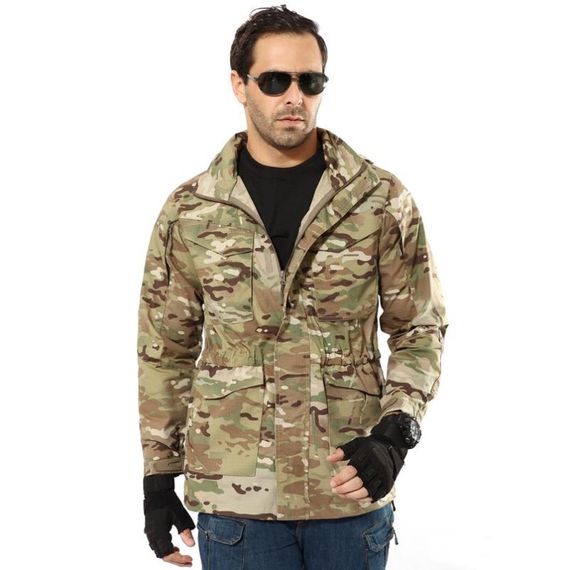 

Outdoor Waterproof M65 Hiking Jackets Tactical Spring Autumn Camouflage Jacket Army Windproof Rip-stop Sports Coat, Black