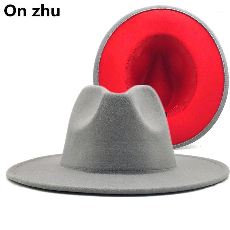 

Gray red Patchwork Wool Felt Jazz Fedora Hat Women Unisex Wide Brim Panama Party Trilby Cowboy Cap Men Gentleman Wedding Hat1, Black