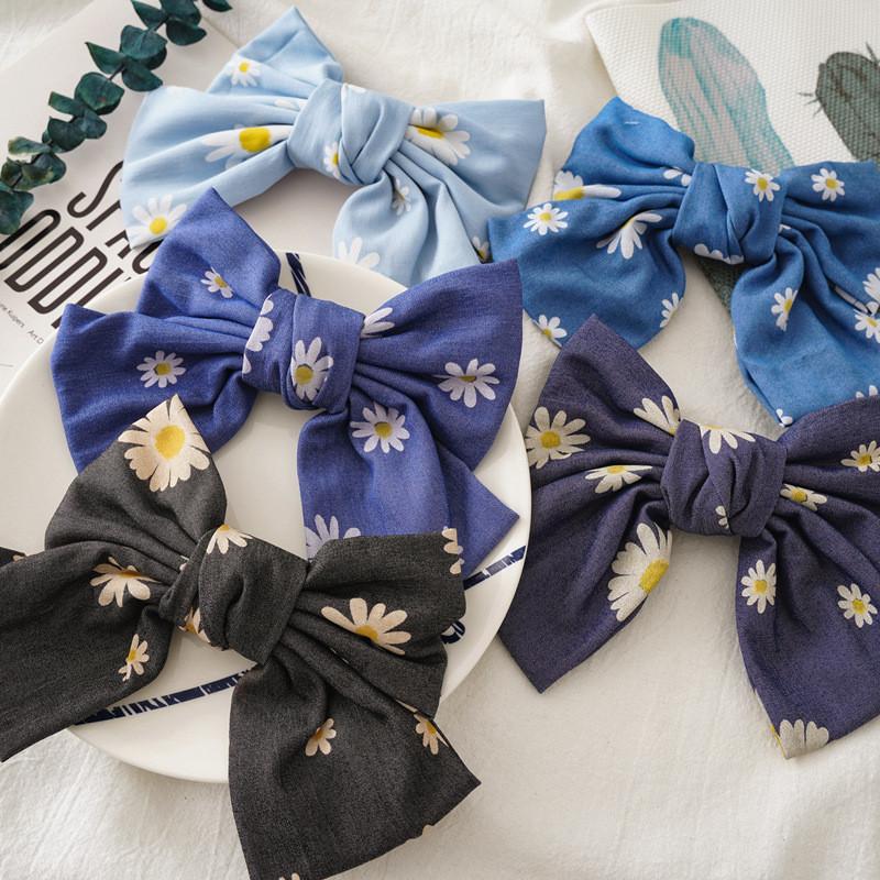 

New Daisy Hair Clips Women Flower Print Bow Hair Pins Barrettes Decorative Girls Clips Styling Accessories