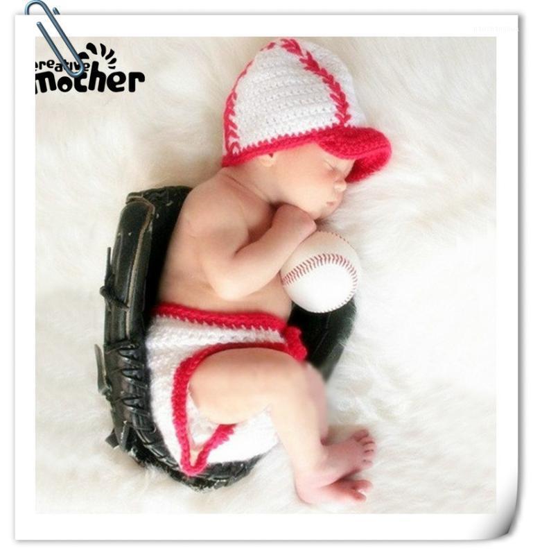 

Newborn Photography Props Baby Crochet Costume Baseball Photo Props Baby Cap+Pants Set Infant Photography Accessories Fotografia1, White