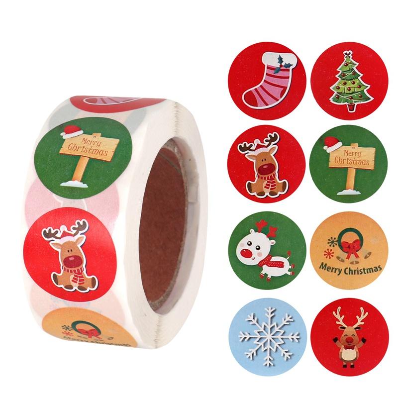 

Merry Christmas Stickers Christmas Tree Elk Candy Bag Sealing Stickers Gifts Box Labels Decorations New Year