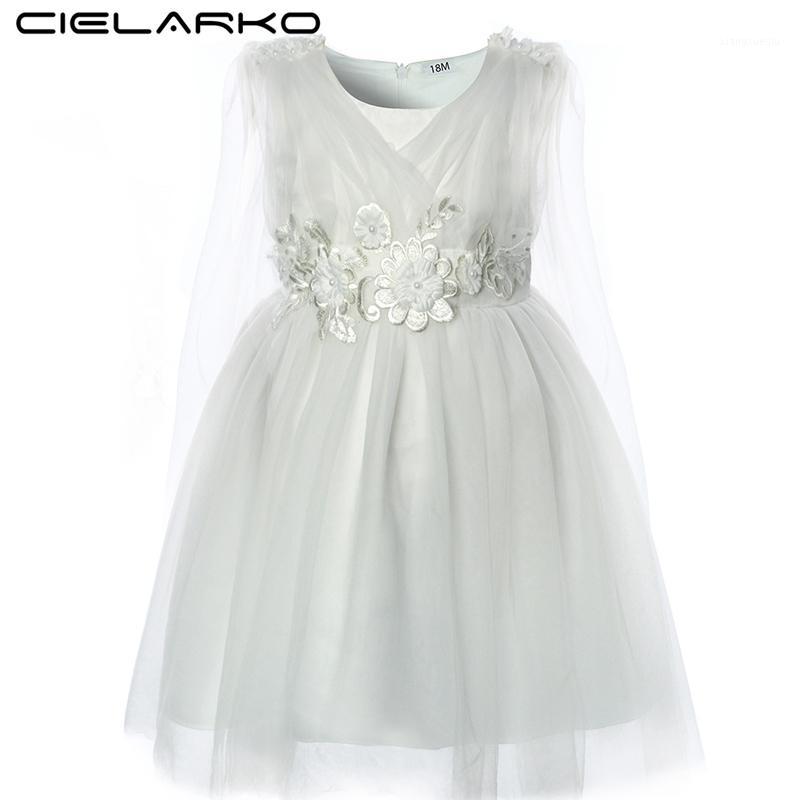 

Cielarko Baby Girls Party Dress Flower Toddler Birthday Prom Dresses Summer Christening Infant Dress Design Kids Pageant Frocks1, White