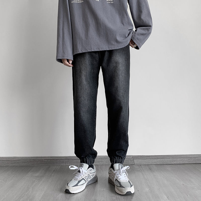 

2021 New Masculinas Primavera/inverno Novo Sof Vista Mar Marca Solto-encaixe Reto De Brim Largas Soltas Casuais UFMZ, Dark gray