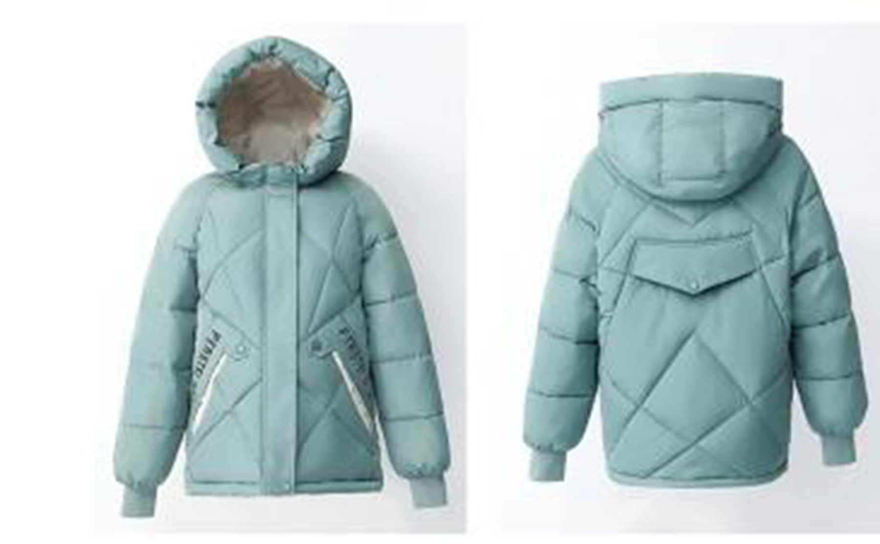 

Wholesale fashion women' new style printing short casual hooded loose winter padded jacket, Dark blue