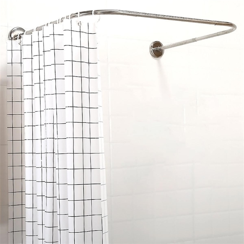 

2Type Extendable U Shape Shower Curtain Rod Pole 80-130cm 304 Stainless Steel Curved Rail Rod Bar High Quality Bathroom Hardware T200601, A 60-90cm
