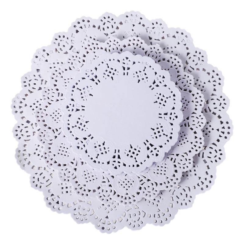 

100Pcs Round Lace Paper Mats Coasters Placemats Wedding Events Party Table Gift