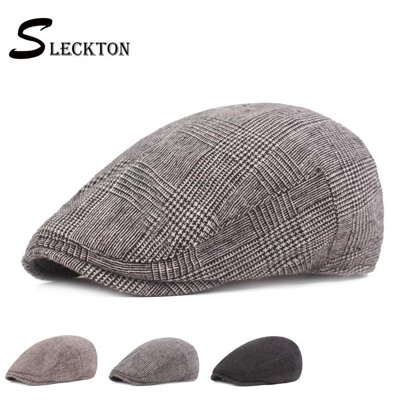 

SLECKTON Wool Berets for Men Women Plaid Flat Cap Summer Casual Newsboy Cap Peaky Blinders Gatsby Baker Boy Hats Gorra Casquette, Black