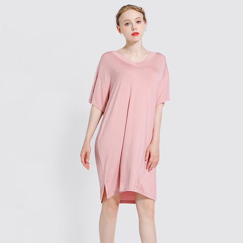 

MRMT 2020 Brand New Summer Modal Women's T Shirt Dress Short-sleeved Loose Solid Color Large Size T-shirt for Female Dress, Black