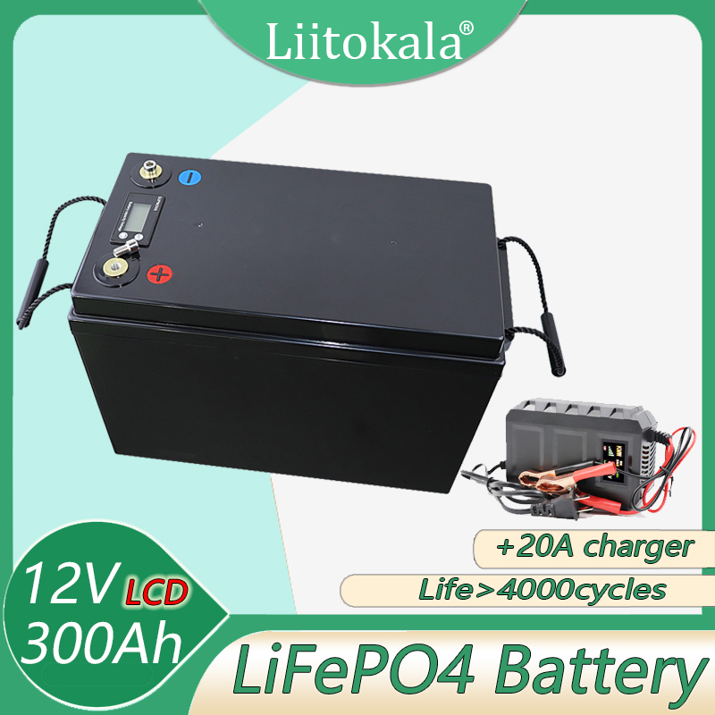 

12V 200Ah 280Ah 300Ah LiFePO4 Battery pack BMS Lithium Power Batteries 3000 Cycles For 12.8V RV Campers Golf Cart Off-Road Off-grid Solar Wind with 14.6V10A charger