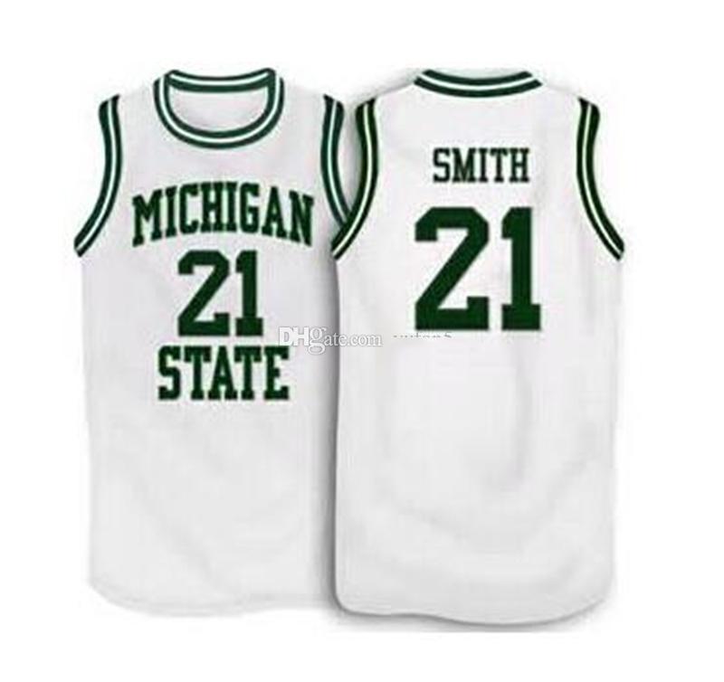 

Michigan State Spartans College Steve Smith #21 Retro Basketball Jersey Men's Stitched Custom Any Number Name Jerseys, As show