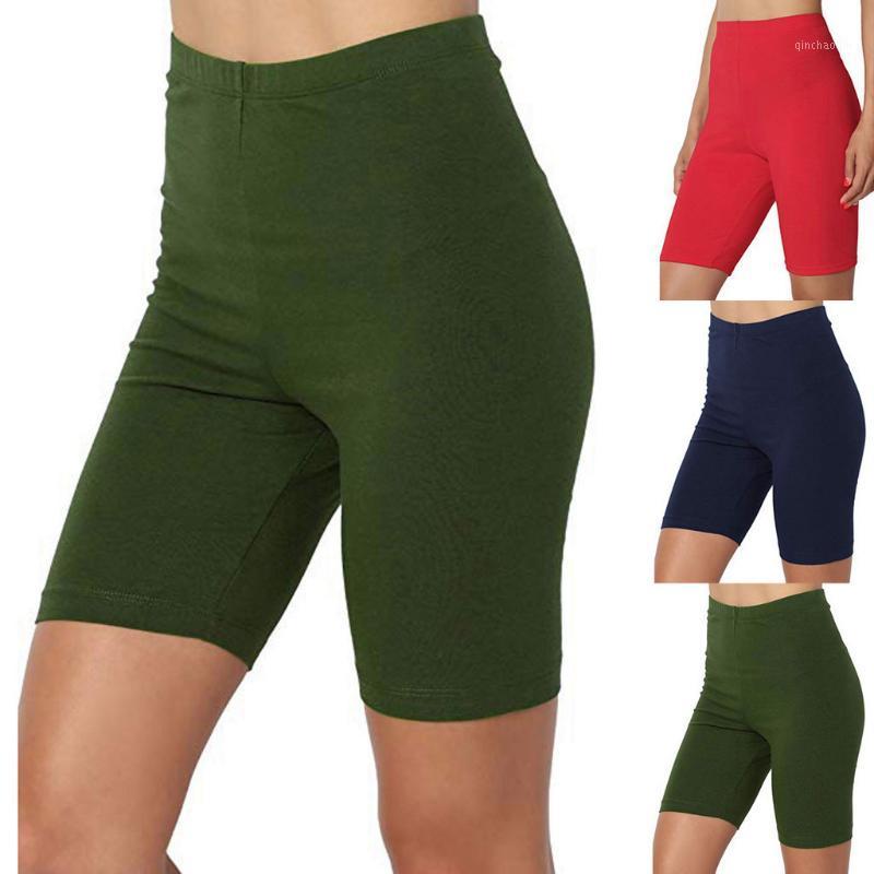 

Shorts Women Summer Solid Active Mid Thigh Stretch Span High Waist Short Leggings cycliste femme short mode feminino1