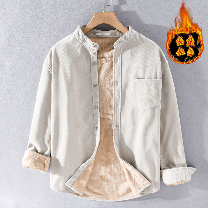 

Shirts 2021 Men's Autumn Thin New Winter. Pure Retro and Thick Long Sleeve Velvet, Shirt, Young Clothes. EGI2, Red.