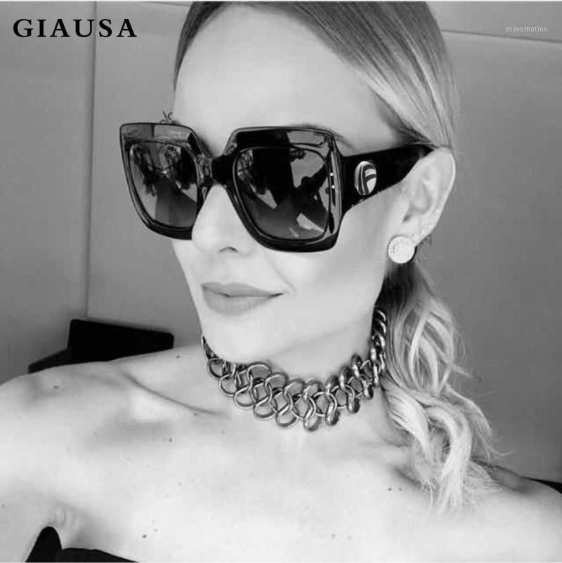 

GIAUSA Women Black Square Oversized Sun Glasses Ladies Big Frame Colorful Sun Glasses Female Oculos UV4001