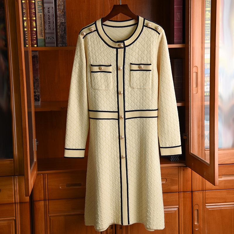 

2021 New Fashion Autumn Winter Knitted Dress Women robe femme Casual Vestidos pullover sukienki kobieta sukienka vrouw jurk, Apricot