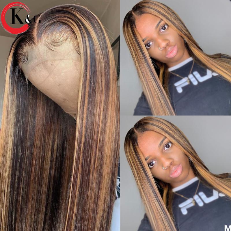 

KUNGANG T-part Middle Part Lace Front Human Hair straight 150% Density Lace Wigs With Baby Hair Ratio Non-Remy, As pic