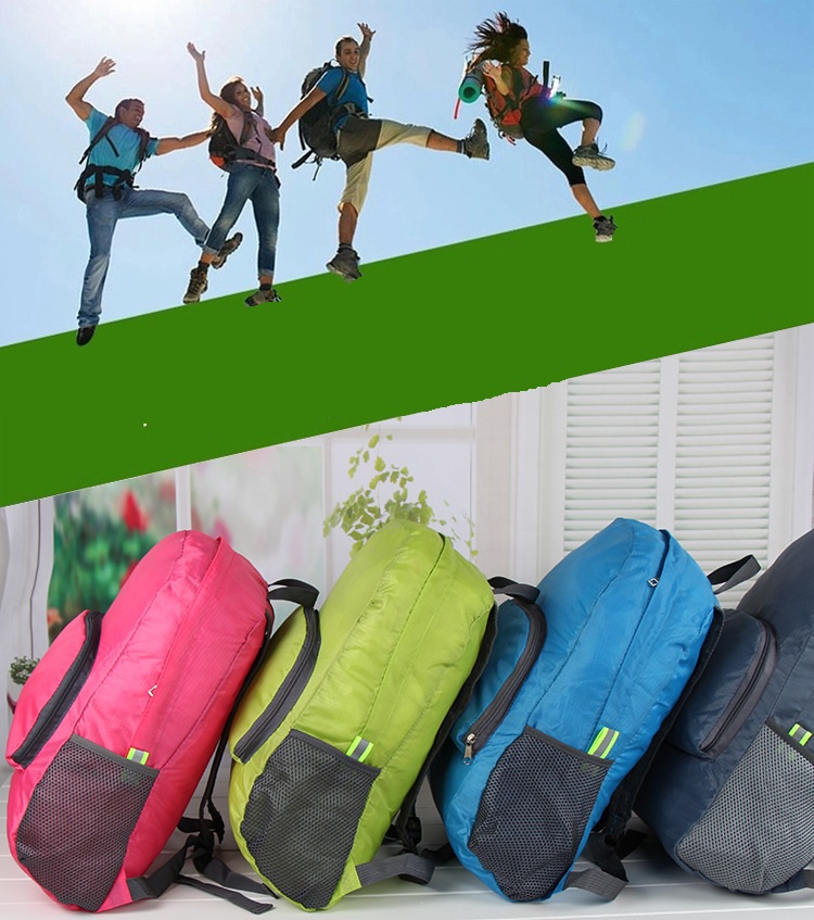 

Outdoor travel folding backpack, travel storage men's and women's school bag, skin bag can be customized LOGO wholesale, Green