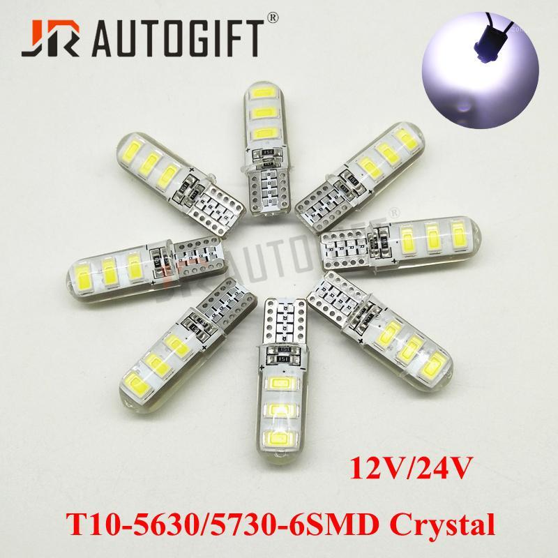 

200Pcs car styling T10 Silicone 5730 6 SMD 5630 LED Car Dome Light crystal W5W 194 6LED 6SMD 5730 LED Wedge Lamp Parking Bulb1, As pic