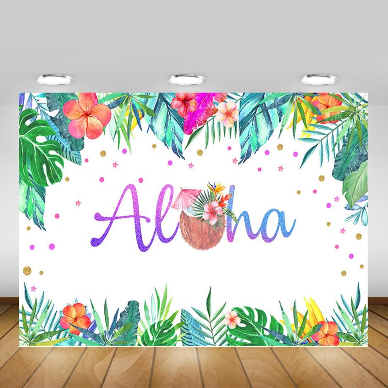 

Aloha Tropical Party Photography Backdrop Decoration Hainan Coconut Summer Birthday Photo Background Flowers Green Leaves